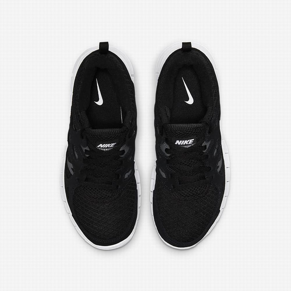 Nike Free Run 2 Gyerek Gyalogló Cipő Fekete Sötétszürke Fehér | NI2845-B64