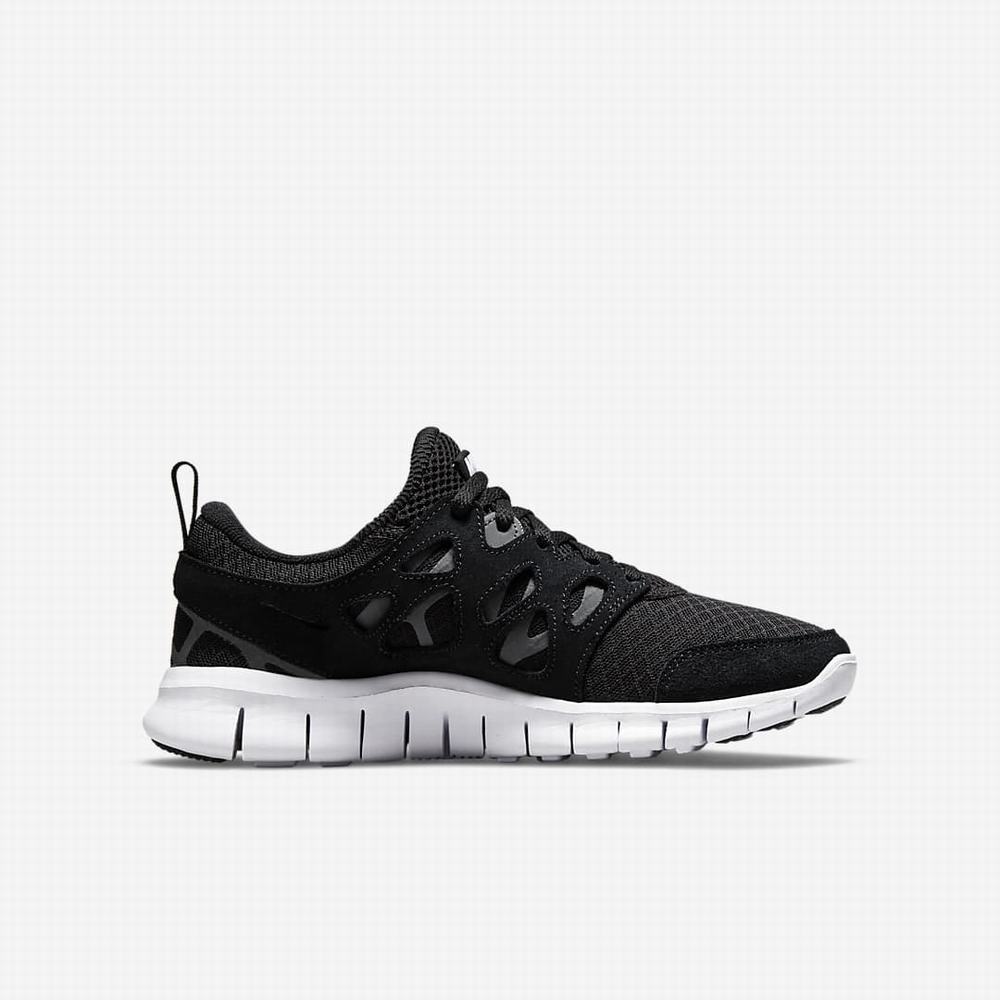 Nike Free Run 2 Gyerek Utcai Cipő Fekete Sötétszürke Fehér | NI8230-H53