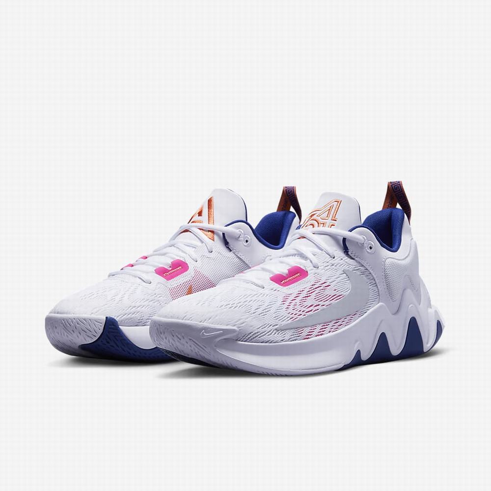 Nike Giannis Immortality 2 Férfi Kosárlabda Cipő Fehér Királykék Rózsaszín Metal Titán | NI7056-F49