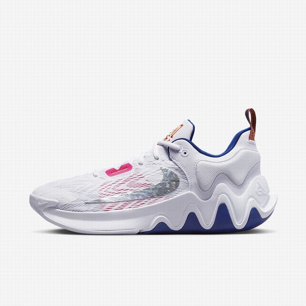 Nike Giannis Immortality 2 Férfi Kosárlabda Cipő Fehér Királykék Rózsaszín Metal Titán | NI7056-F49