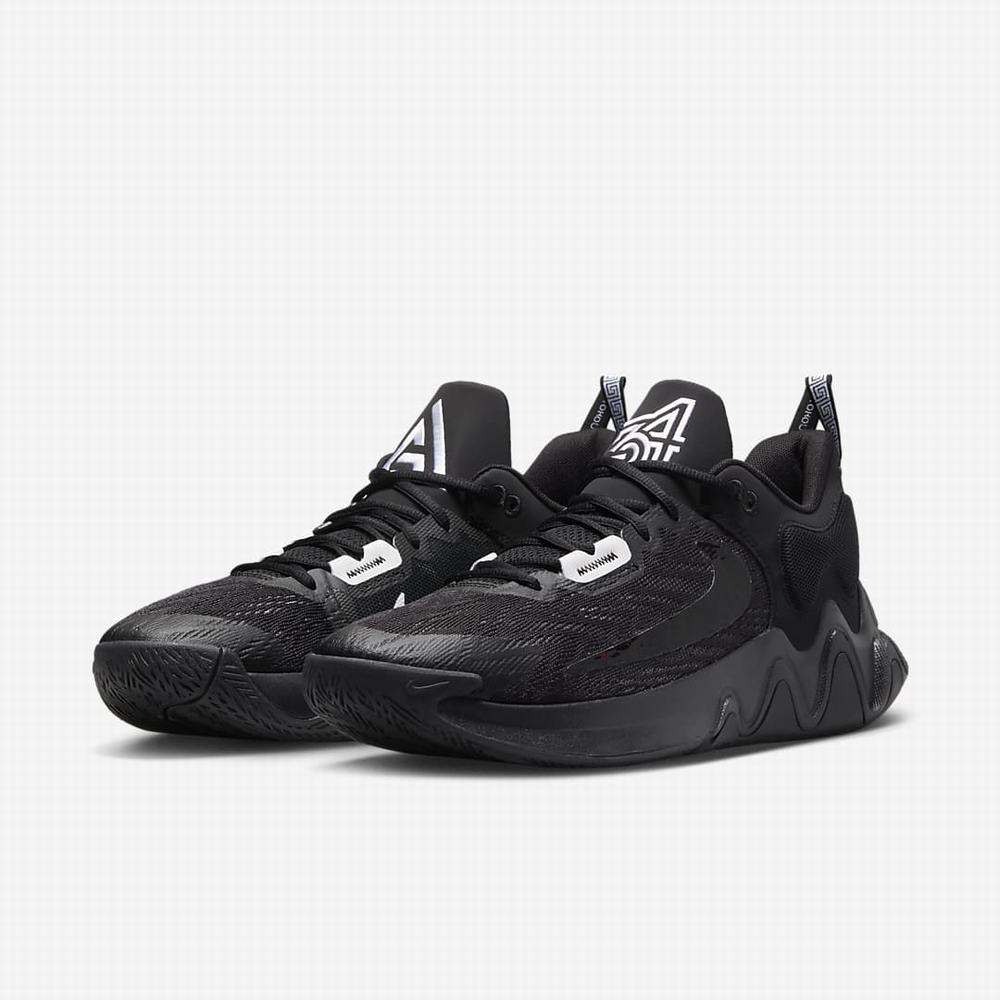 Nike Giannis Immortality 2 Női Kosárlabda Cipő Fekete Szürke Fehér Fekete | NI1904-D84
