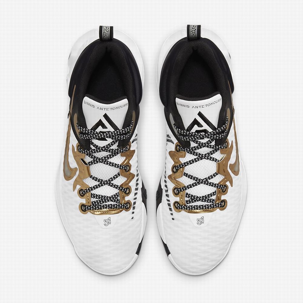 Nike Giannis Immortality Férfi Kosárlabda Cipő Fehér Fekete Metal Arany | NI7321-M75