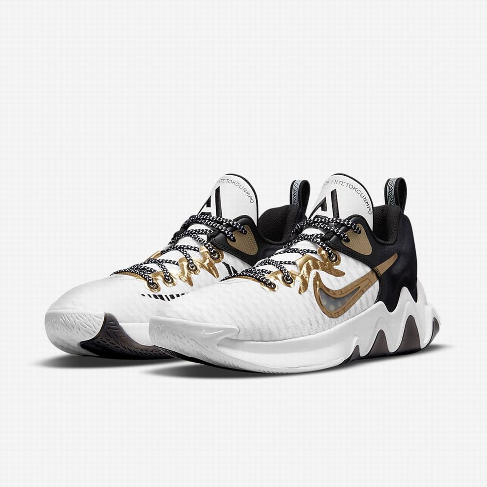 Nike Giannis Immortality Férfi Kosárlabda Cipő Fehér Fekete Metal Arany | NI7321-M75