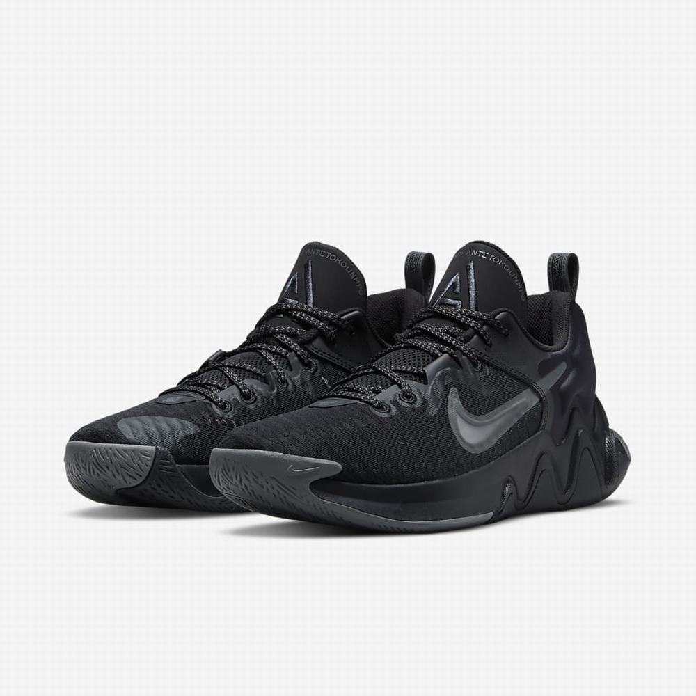 Nike Giannis Immortality Női Kosárlabda Cipő Fekete Sötétszürke Szürke | NI0752-M80