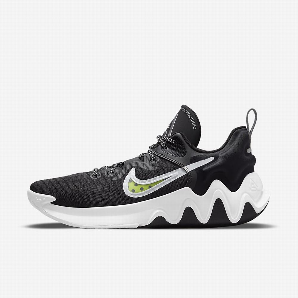 Nike Giannis Immortality Női Kosárlabda Cipő Fekete Fehér Szürke | NI9478-N21