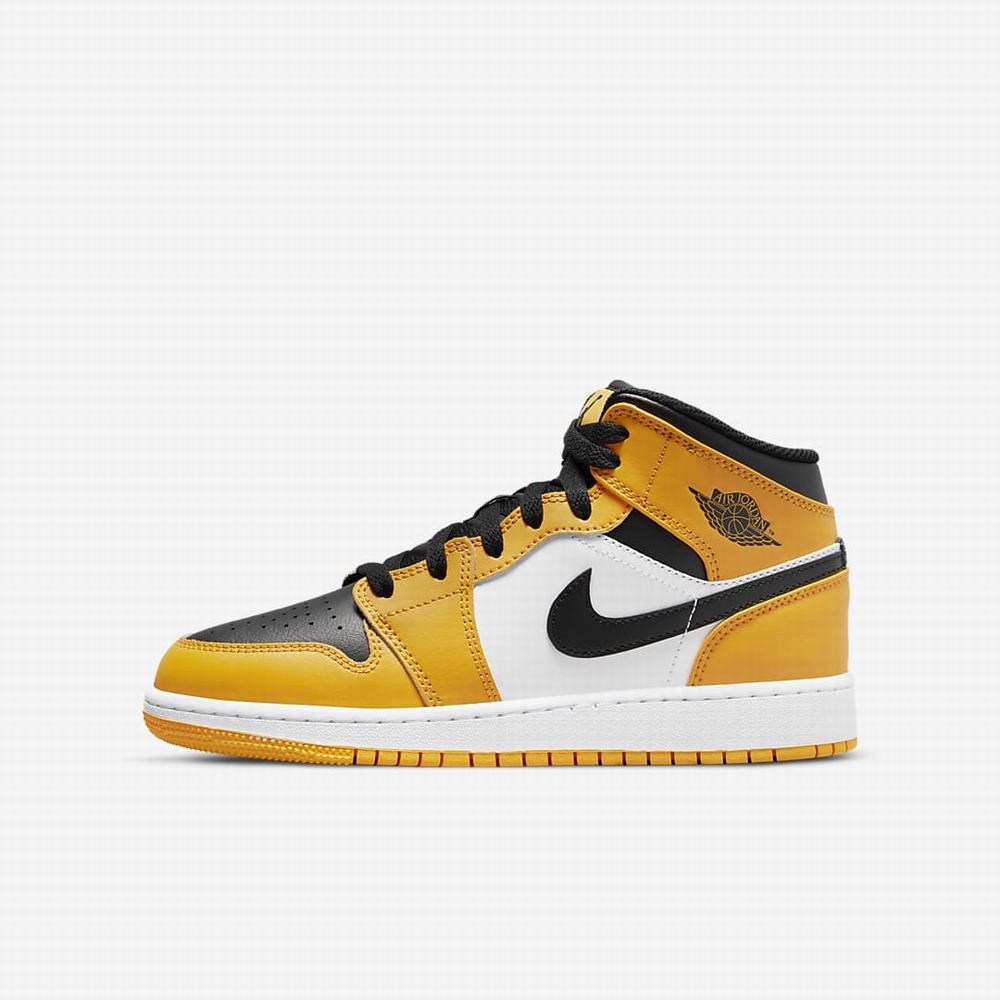 Nike Jordan 1 Mid Gyerek Utcai Cipő Fehér Fekete | NI2160-Y49