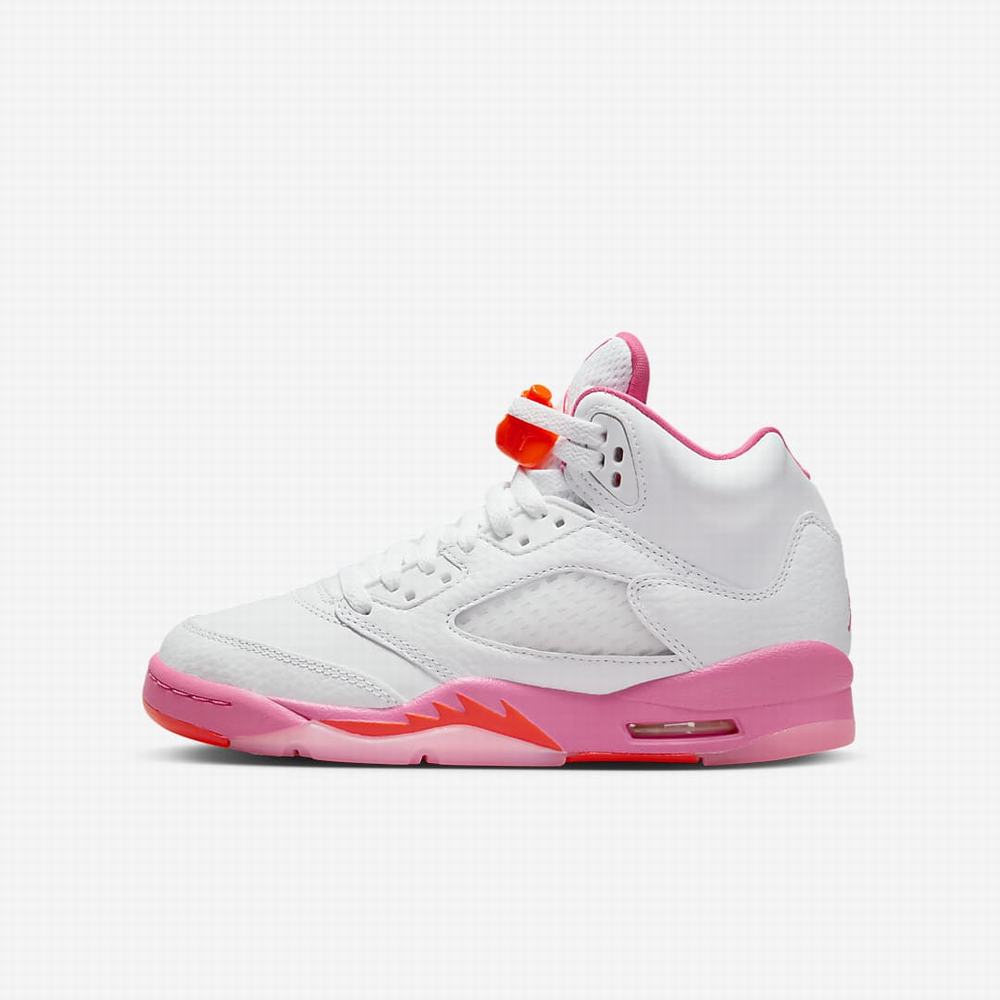 Nike Jordan 5 Retro Gyerek Utcai Cipő Fehér Narancssárga Rózsaszín | NI9427-X09