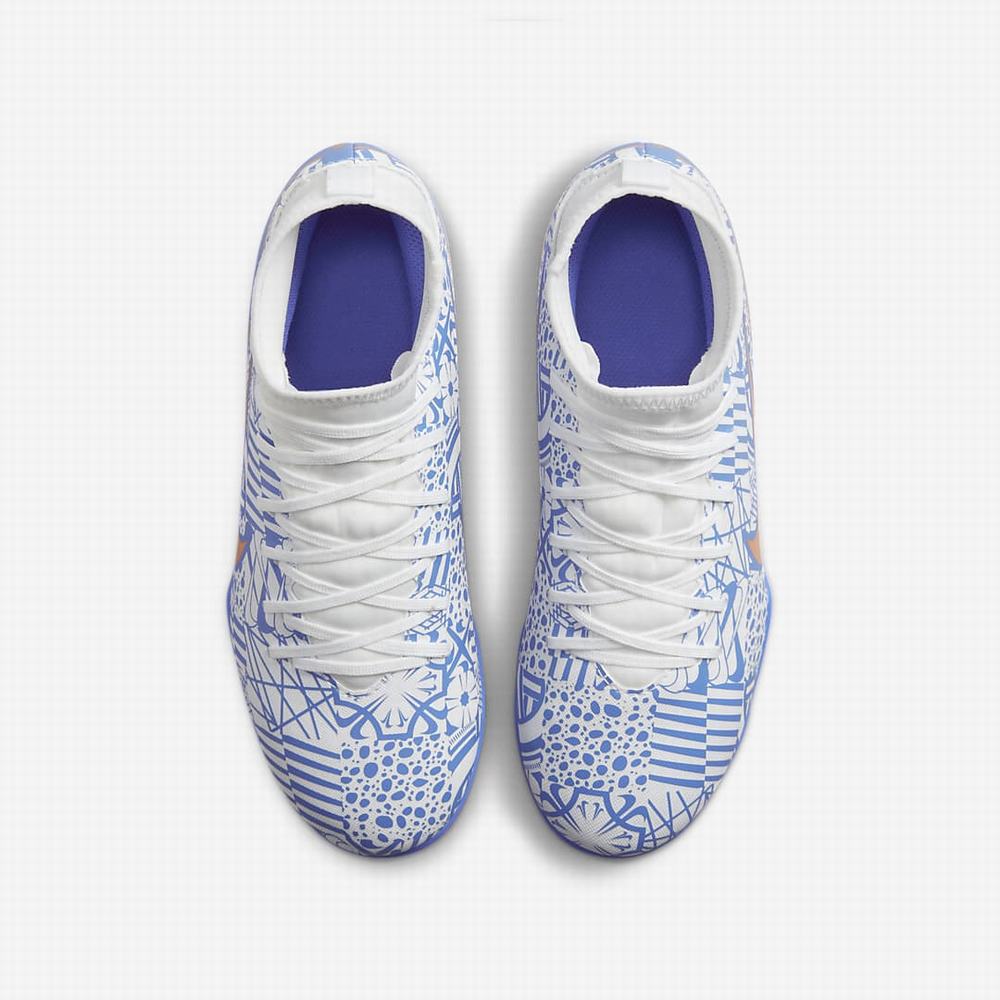Nike Jr. Mercurial Superfly 9 Club CR7 MG Multi-Ground Gyerek Focicipő Fehér Kék Metal Réz | NI6039-W71