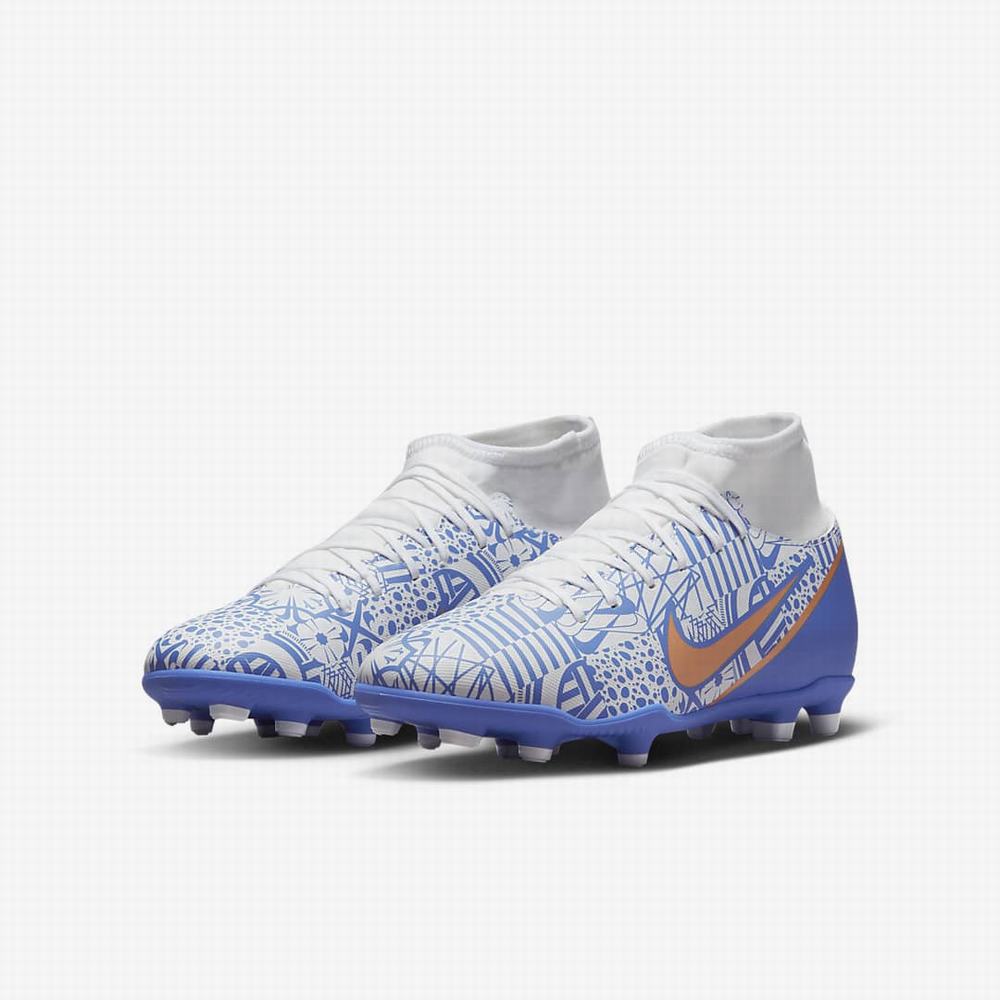 Nike Jr. Mercurial Superfly 9 Club CR7 MG Multi-Ground Gyerek Focicipő Fehér Kék Metal Réz | NI6039-W71