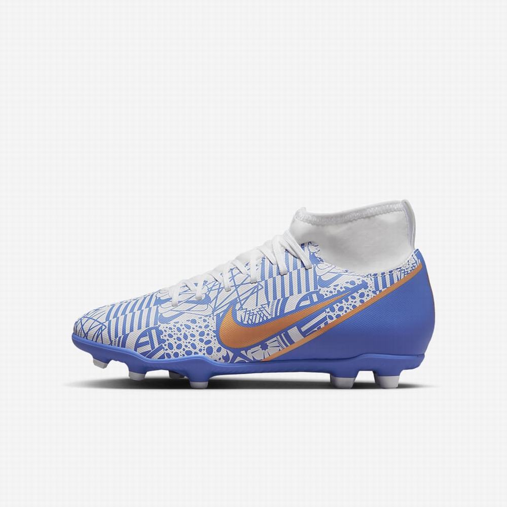 Nike Jr. Mercurial Superfly 9 Club CR7 MG Multi-Ground Gyerek Focicipő Fehér Kék Metal Réz | NI6039-W71