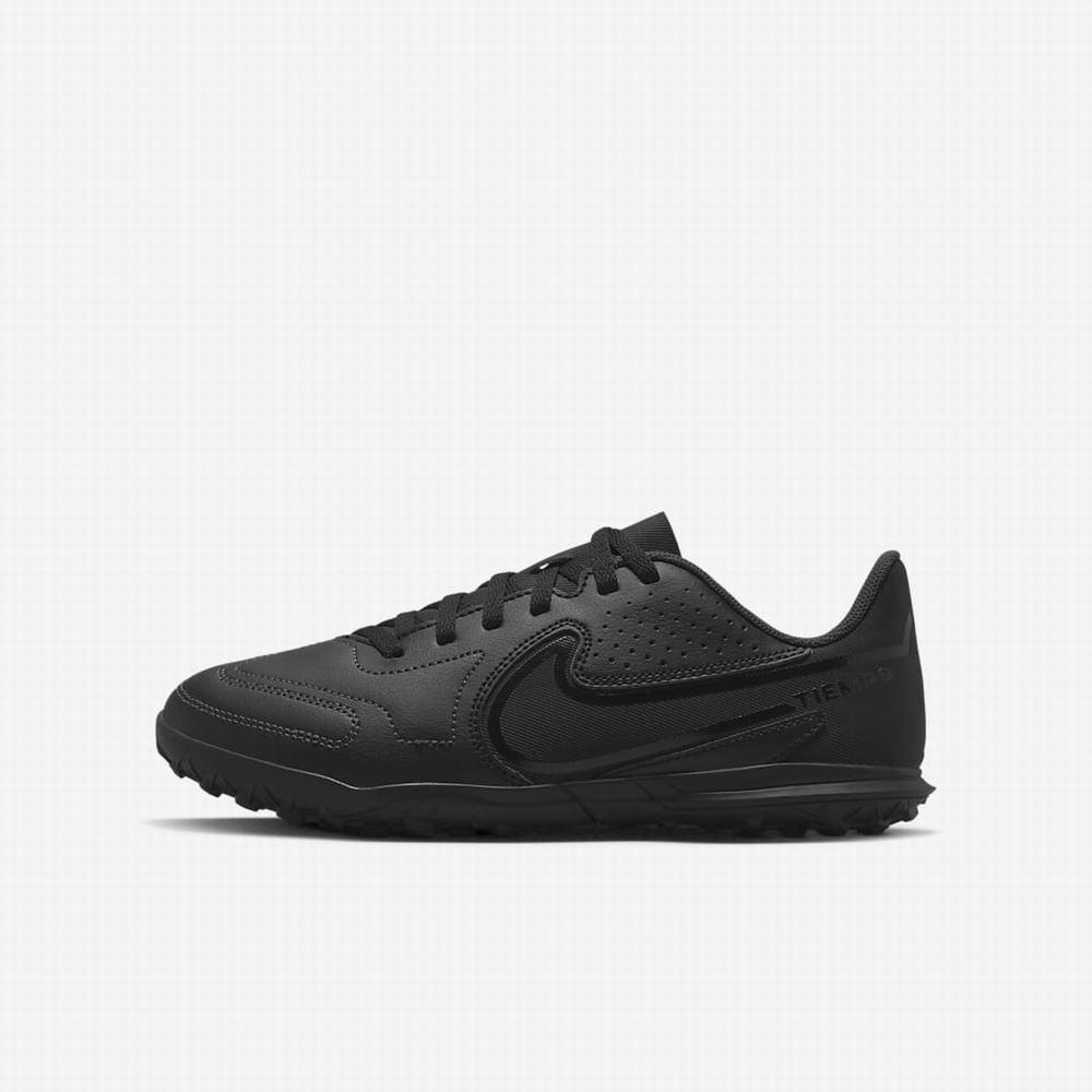 Nike Jr. Tiempo Legend 9 Club TF Turf Gyerek Focicipő Fekete Fehér Világos Kék Fekete | NI5234-U30