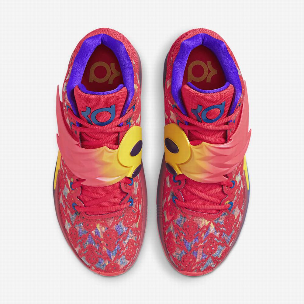 Nike KD14 Férfi Kosárlabda Cipő Piros Sárga Lila Zöld | NI2489-A61