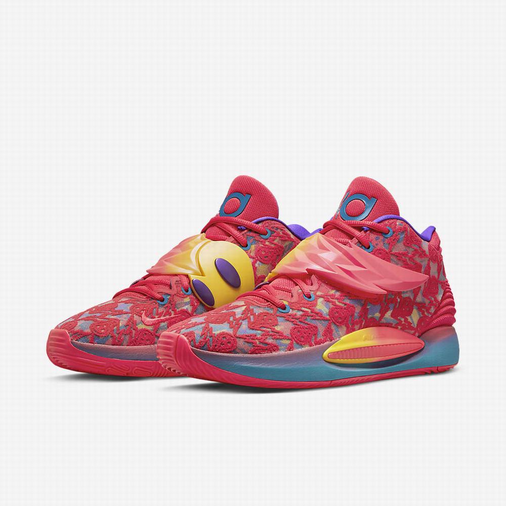 Nike KD14 Férfi Kosárlabda Cipő Piros Sárga Lila Zöld | NI2489-A61