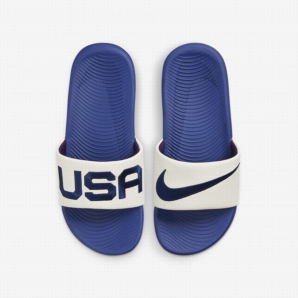 Nike Kawa Gyerek Papucs Bézs Fehér Piros Kék | NI7329-Z93