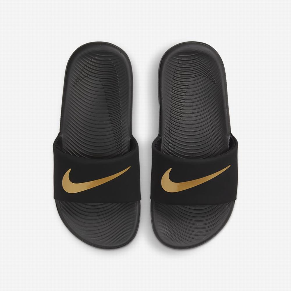Nike Kawa Gyerek Papucs Fekete Metal Arany | NI3957-G68