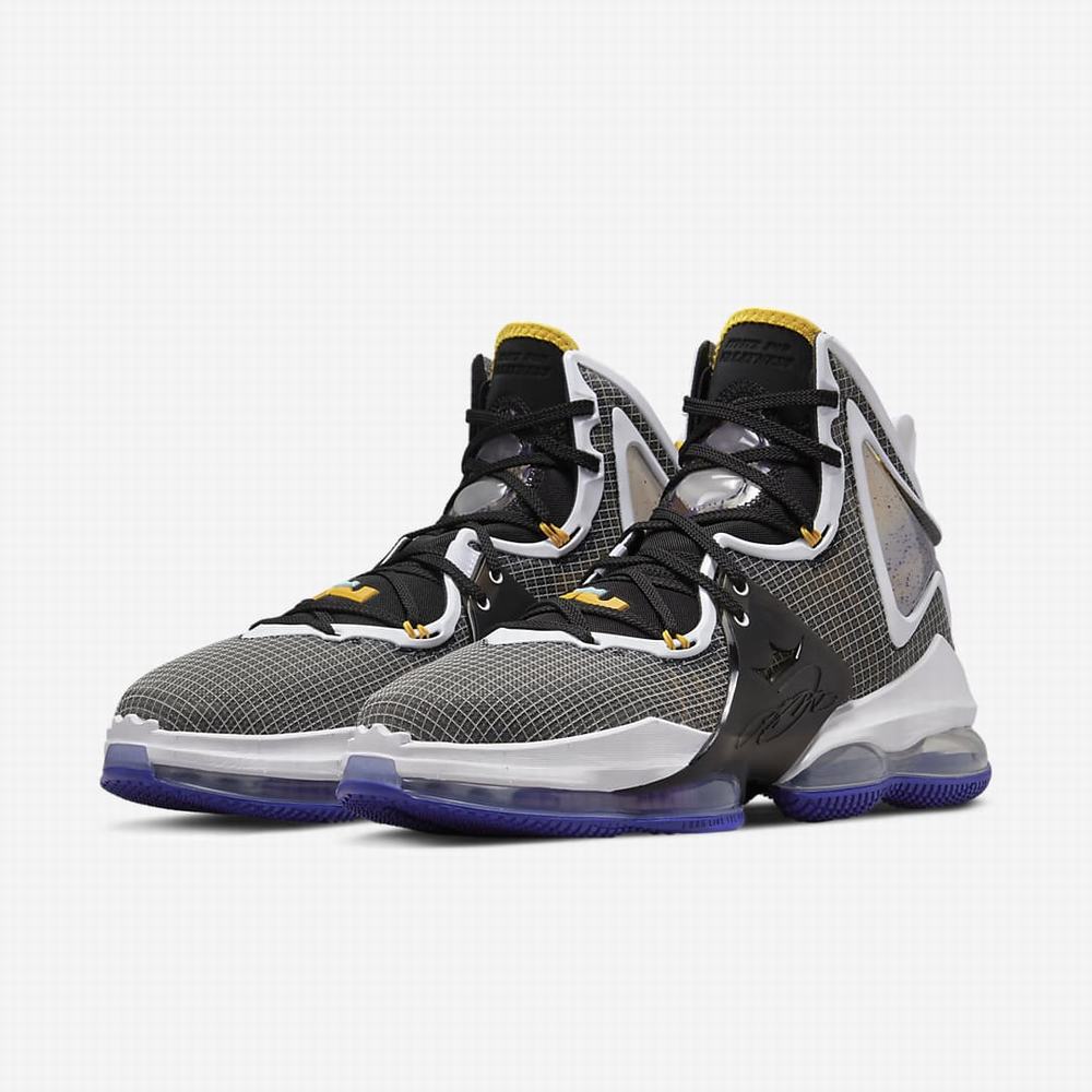 Nike LeBron 19 Férfi Kosárlabda Cipő Fekete Lila Fehér Arany | NI2538-J73