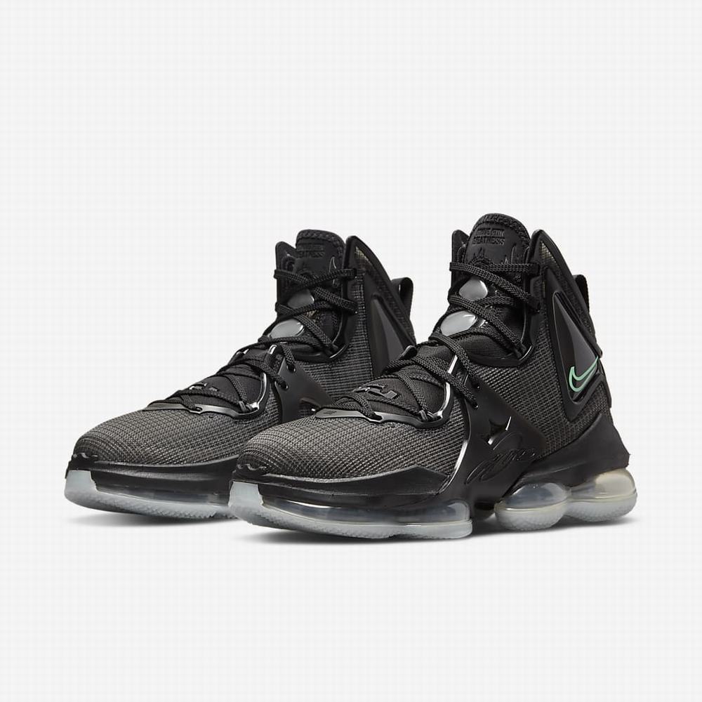 Nike LeBron 19 Férfi Kosárlabda Cipő Fekete Sötétszürke Zöld | NI2670-B19