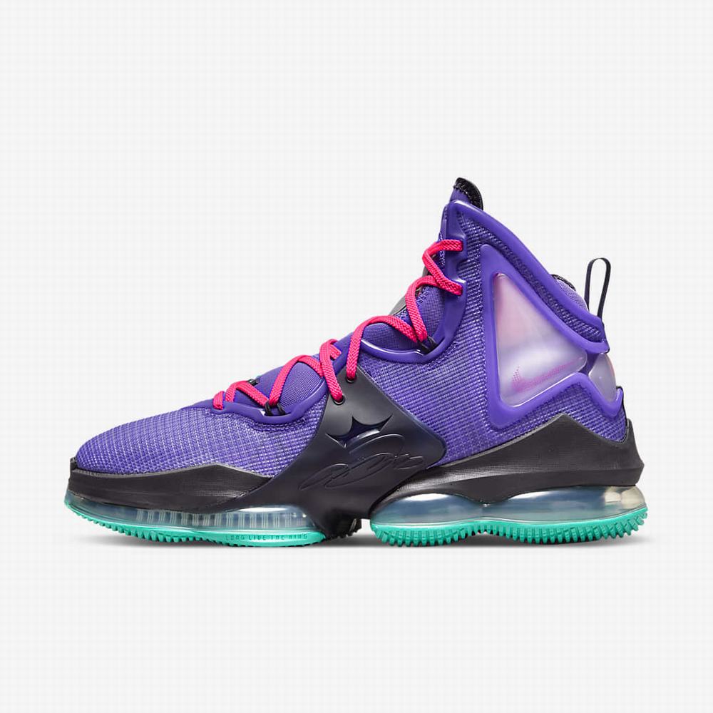 Nike LeBron 19 Férfi Kosárlabda Cipő Lila Türkiz Rózsaszín | NI4210-X64