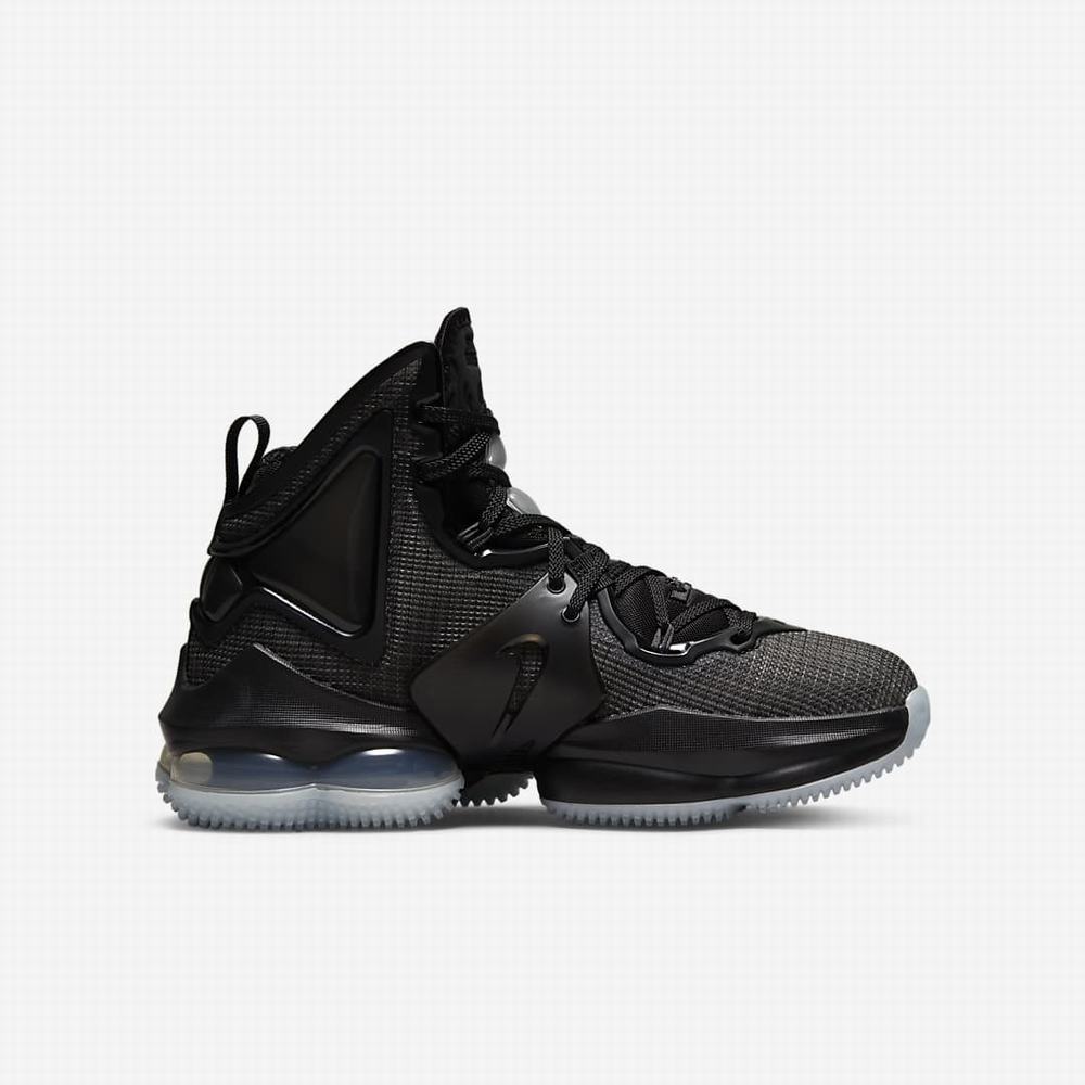 Nike LeBron 19 Gyerek Kosárlabda Cipő Fekete Sötétszürke Fekete | NI4723-A57