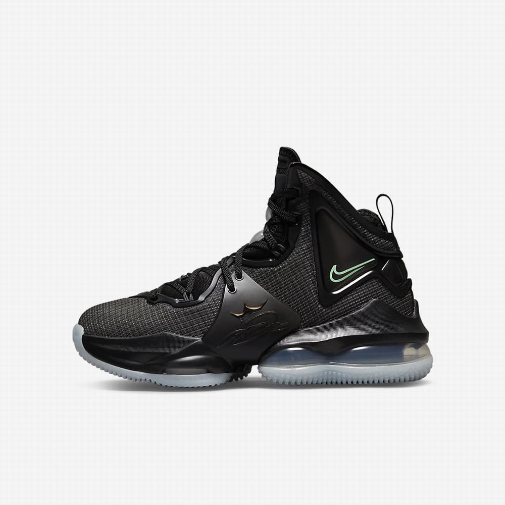 Nike LeBron 19 Gyerek Kosárlabda Cipő Fekete Sötétszürke Fekete | NI4723-A57