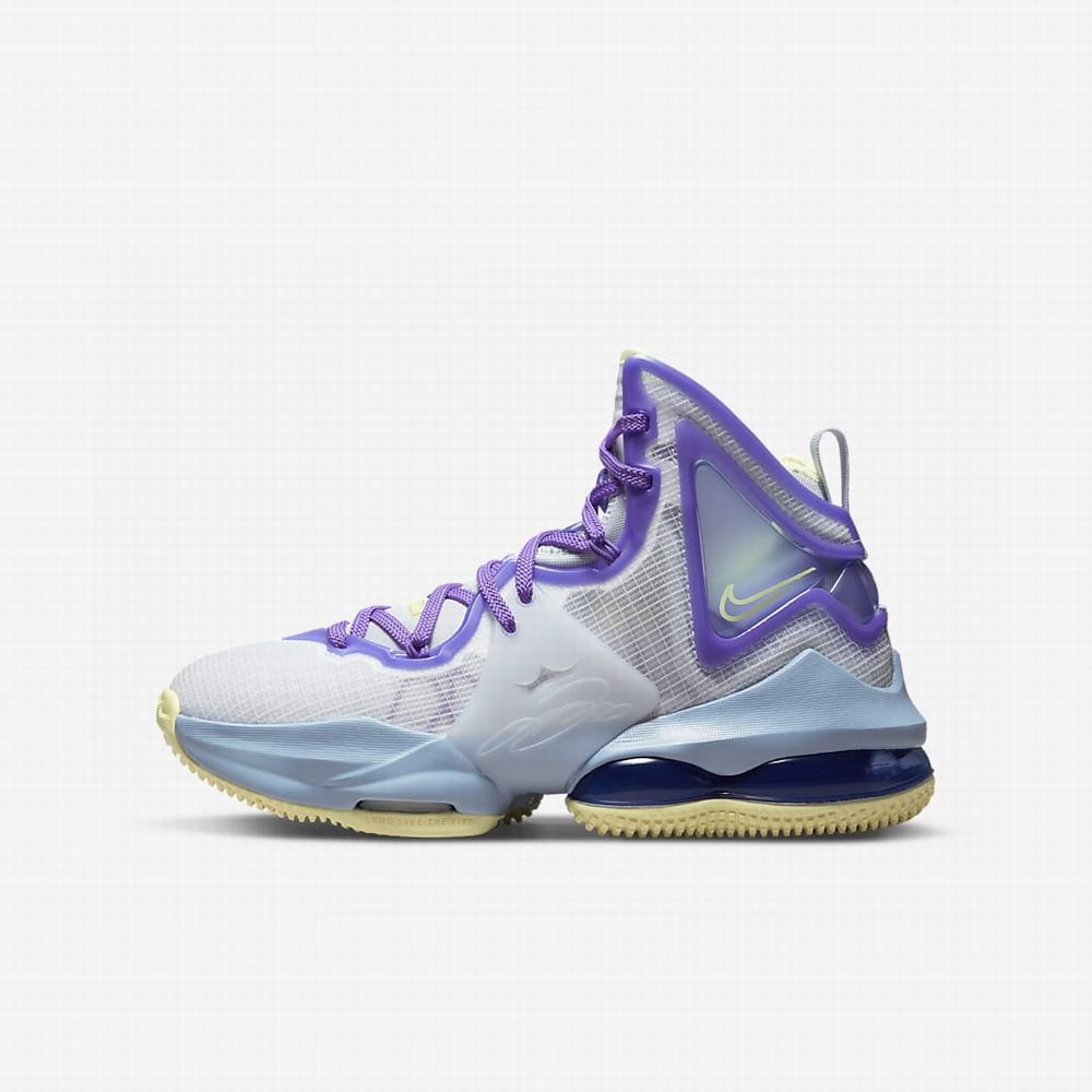 Nike LeBron 19 Gyerek Kosárlabda Cipő Kék Lila | NI1762-M10