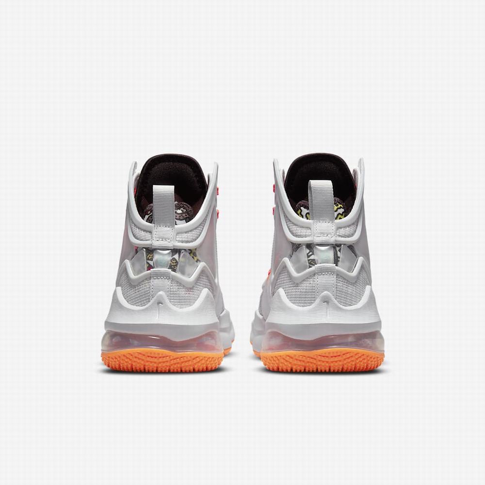 Nike LeBron 19 Gyerek Kosárlabda Cipő Szürke Narancssárga Piros Zöld | NI2395-N56