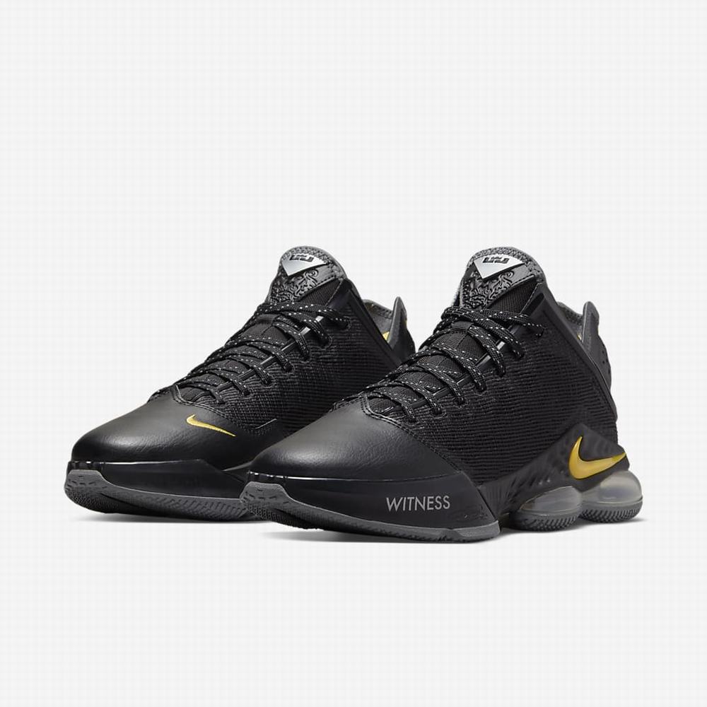 Nike LeBron 19 Low Férfi Kosárlabda Cipő Fekete Szürke Arany | NI6431-H18