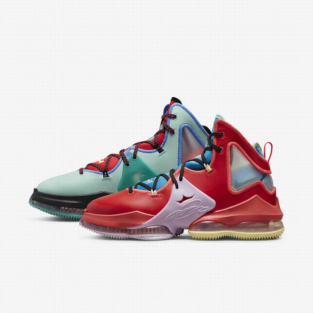 Nike LeBron 19 Női Kosárlabda Cipő Világos Piros Kék | NI6784-S54