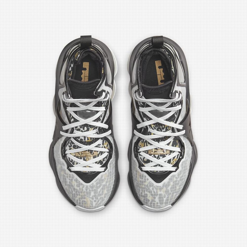Nike LeBron 19 SE Gyerek Kosárlabda Cipő Fehér Fekete Metal Arany | NI2174-C35