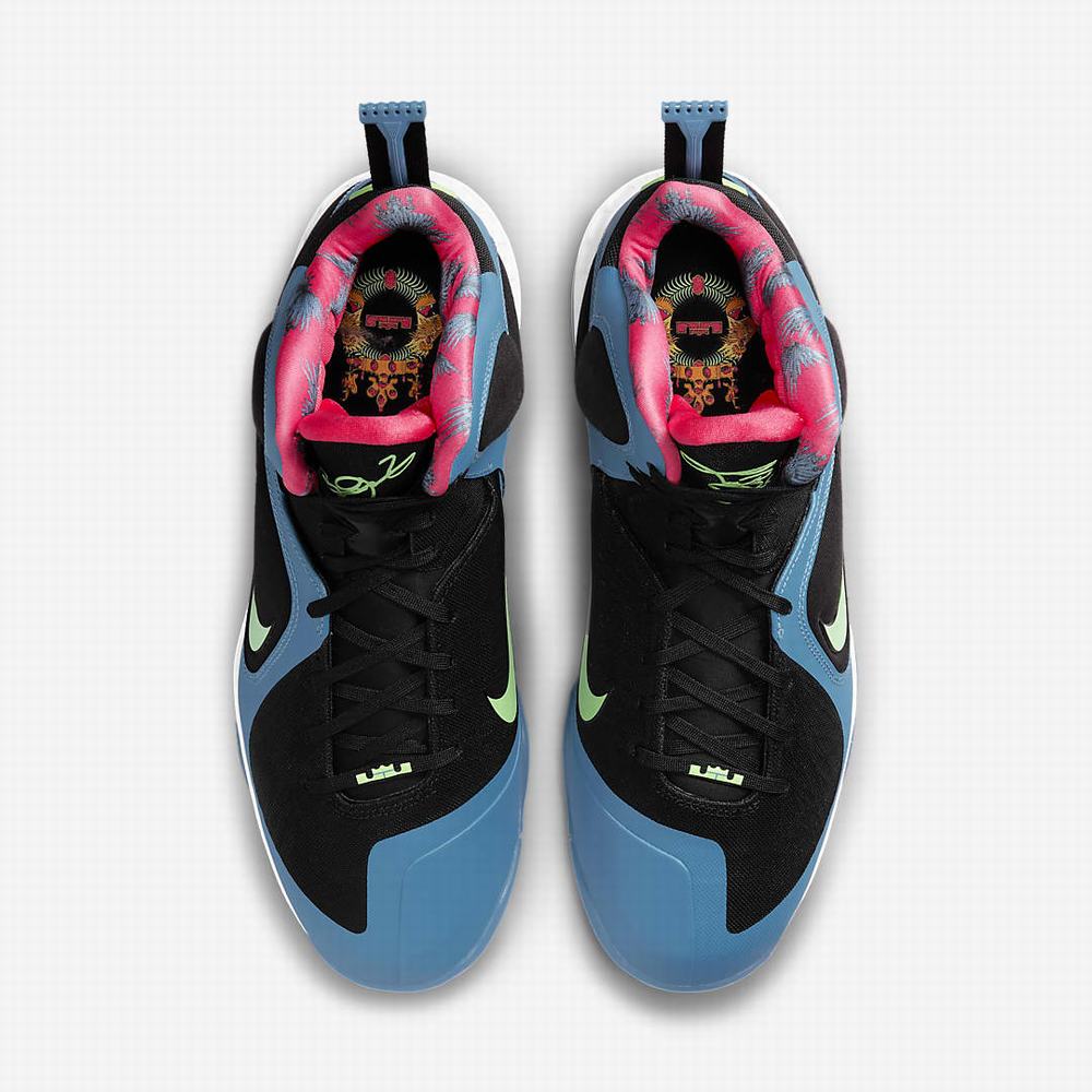Nike LeBron IX Férfi Utcai Cipő Fekete Kék Piros Világos Zöld | NI1049-Y84