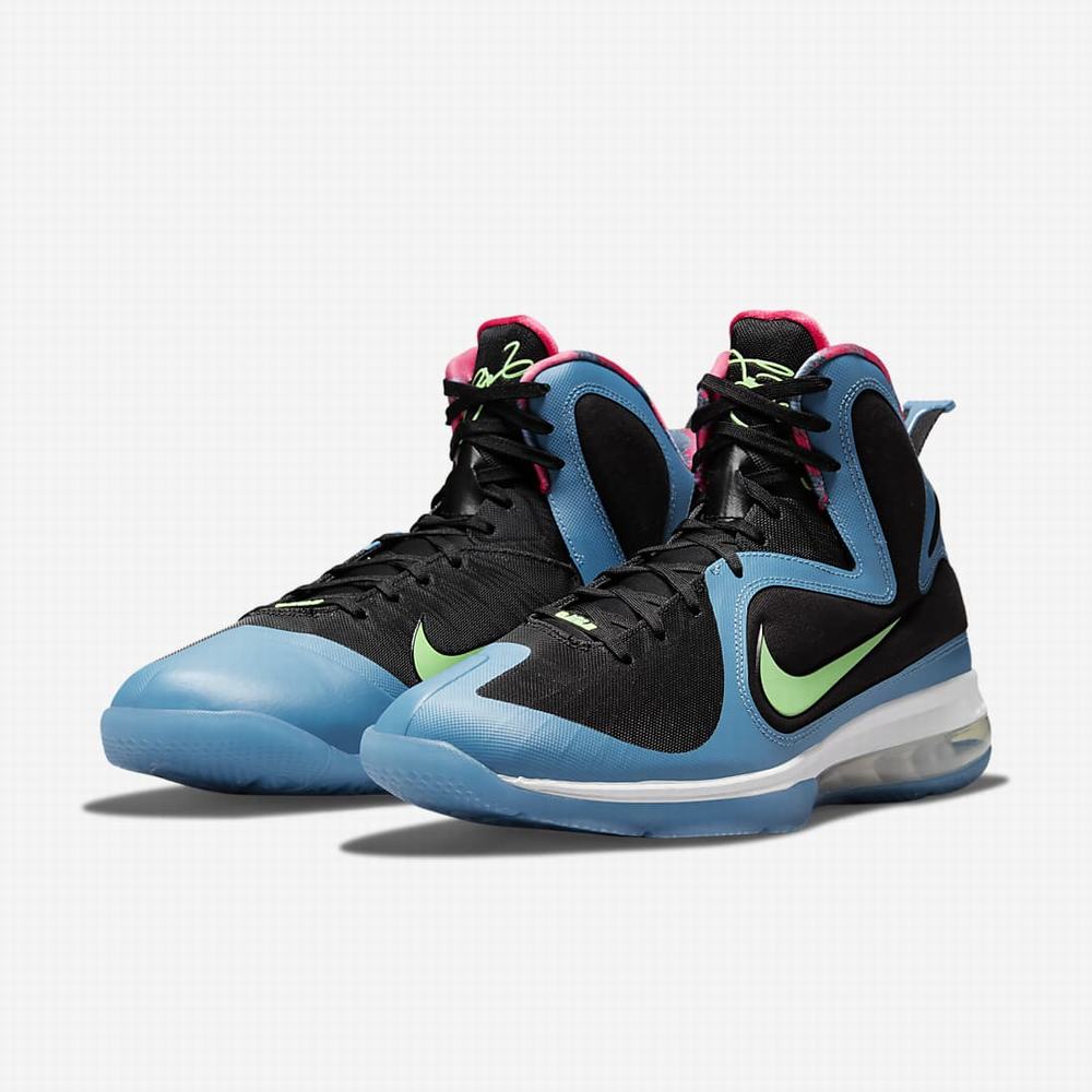 Nike LeBron IX Férfi Utcai Cipő Fekete Kék Piros Világos Zöld | NI1049-Y84