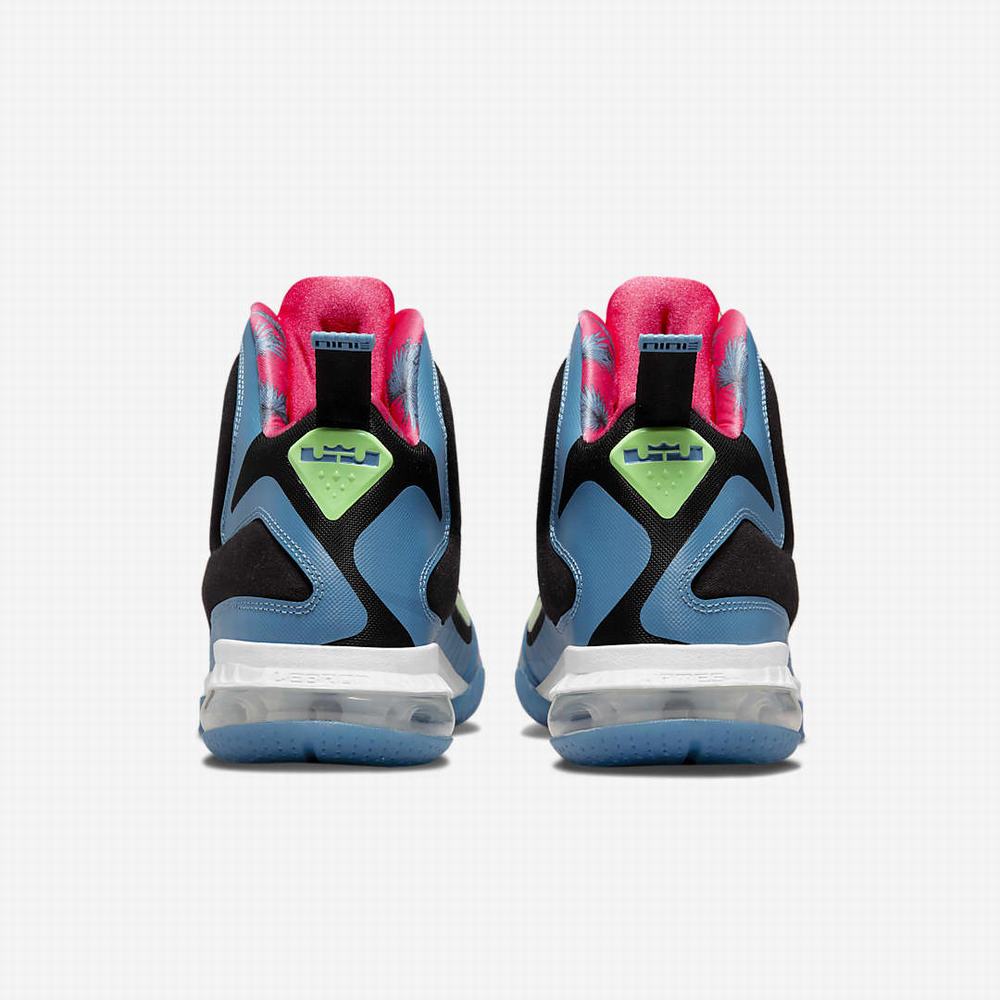 Nike LeBron IX Férfi Utcai Cipő Fekete Kék Piros Világos Zöld | NI1049-Y84