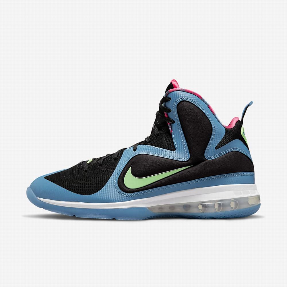 Nike LeBron IX Férfi Utcai Cipő Fekete Kék Piros Világos Zöld | NI1049-Y84