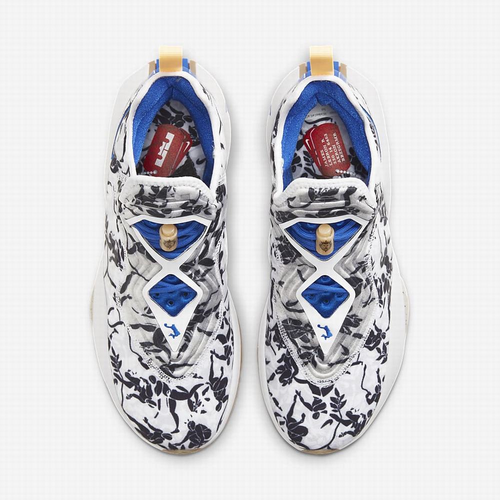 Nike LeBron Soldier 14 Férfi Kosárlabda Cipő Fekete Királykék Fehér | NI0512-U73