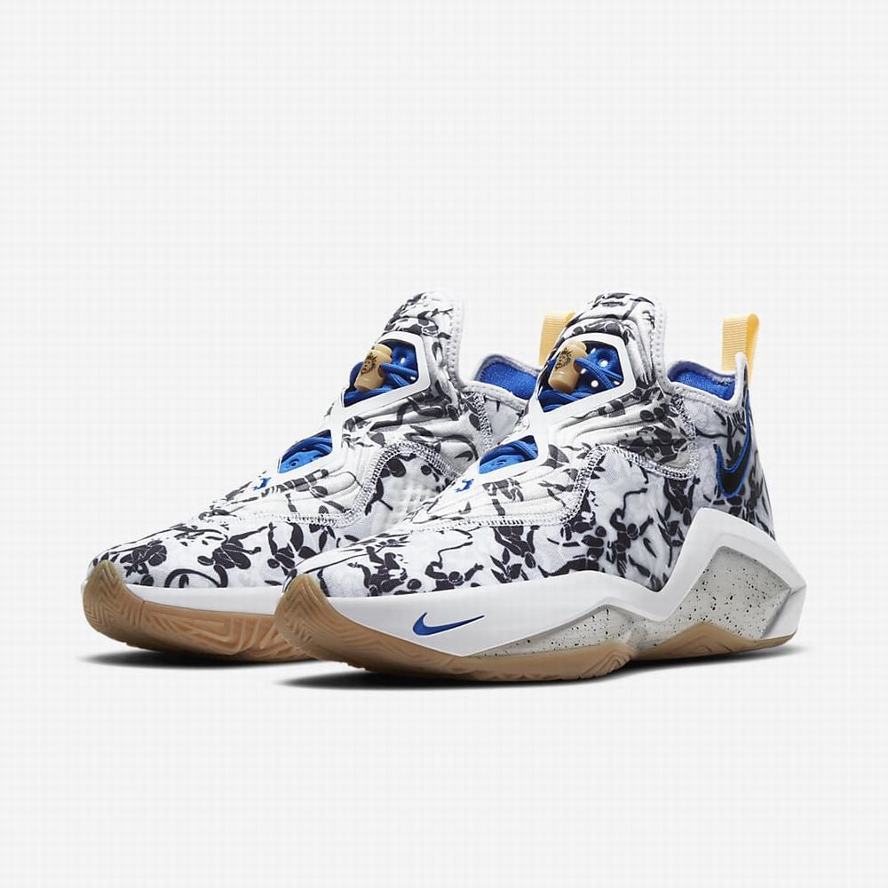 Nike LeBron Soldier 14 Férfi Kosárlabda Cipő Fekete Királykék Fehér | NI0512-U73