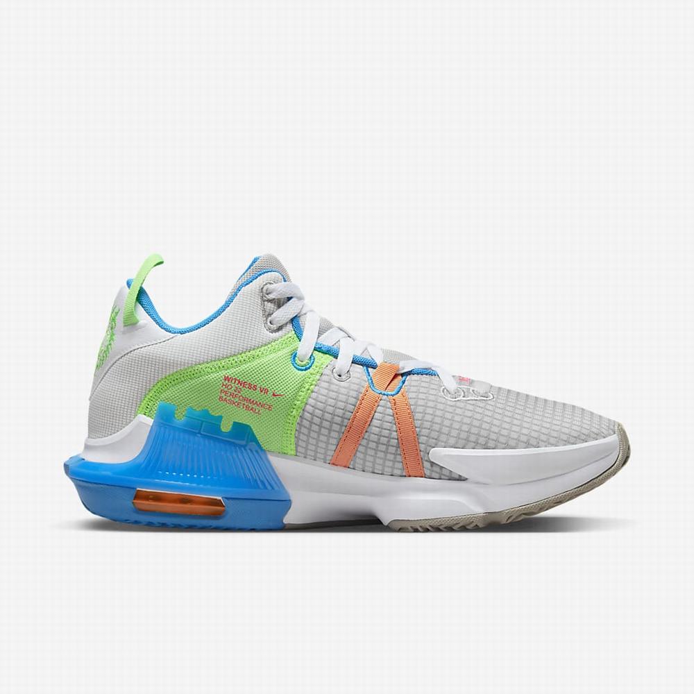 Nike LeBron Witness 7 Férfi Kosárlabda Cipő Szürke Szürke Kék Rózsaszín | NI7018-P28