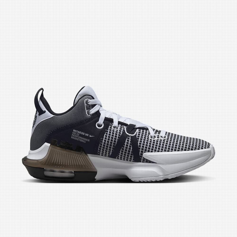 Nike LeBron Witness 7 Női Kosárlabda Cipő Fehér Fekete Metal Titán | NI6342-Q39