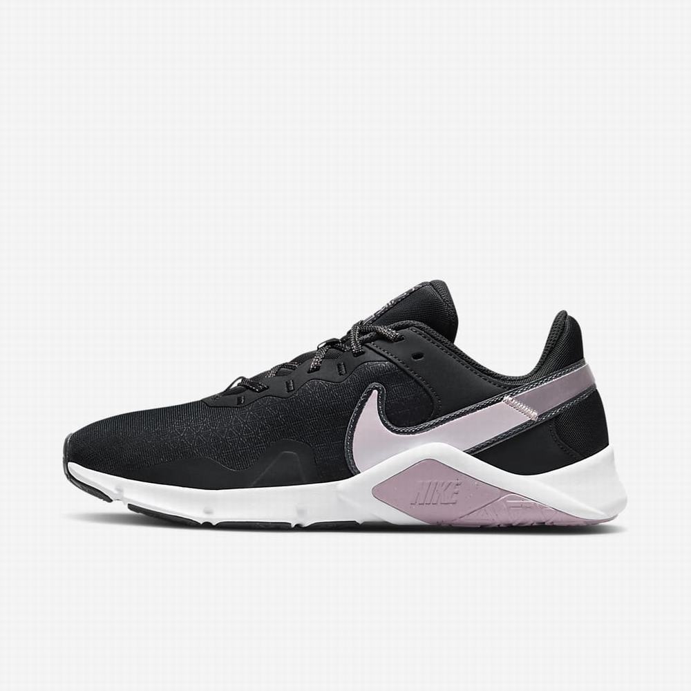 Nike Legend Essential 2 Premium Női Edzőcipő Fekete Fehér Lila | NI4617-N72