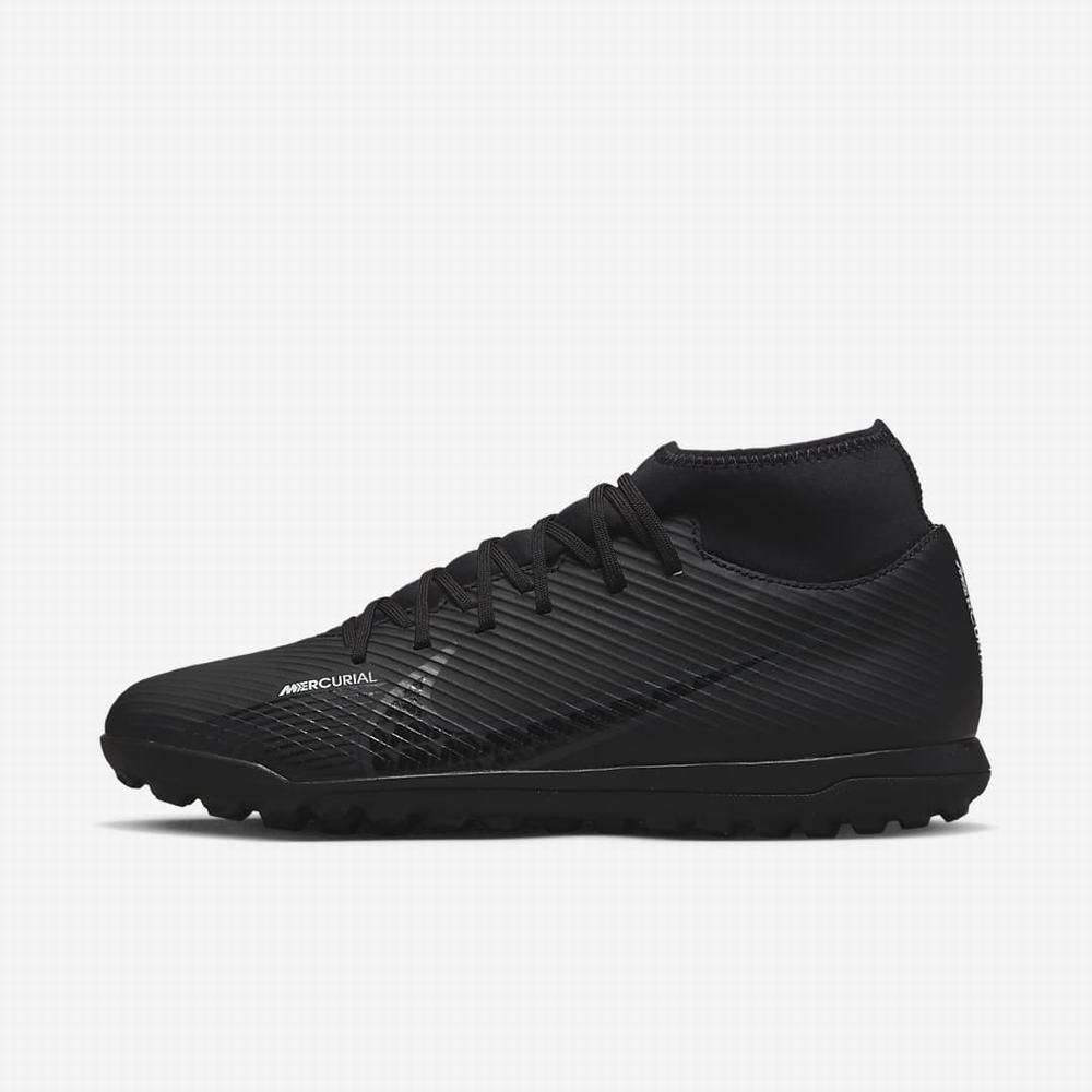 Nike Mercurial Superfly 9 Club TF Turf Férfi Focicipő Fekete Fehér Sötétszürke | NI8327-G54