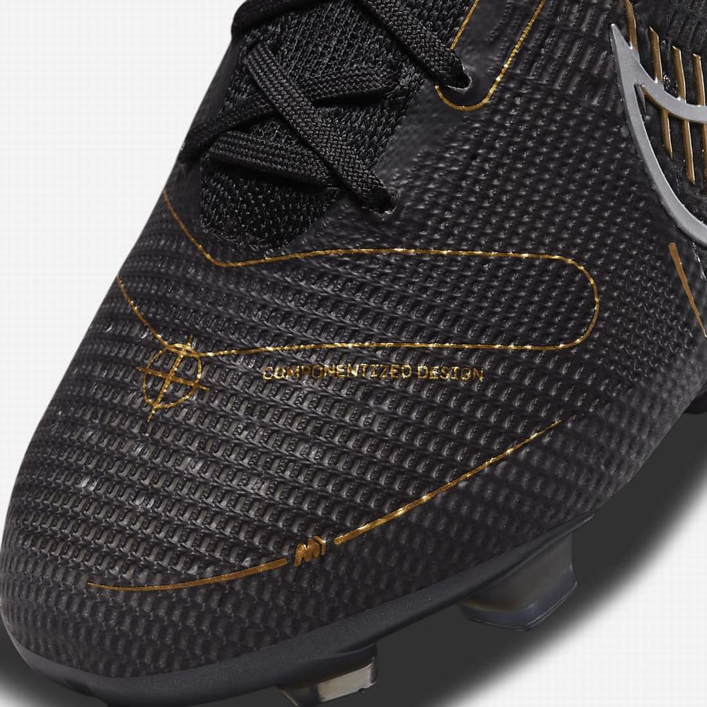 Nike Mercurial Vapor 14 Elite FG Firm-Ground Férfi Focicipő Fekete Metal Titán Szürke Metal Arany | NI2301-P84