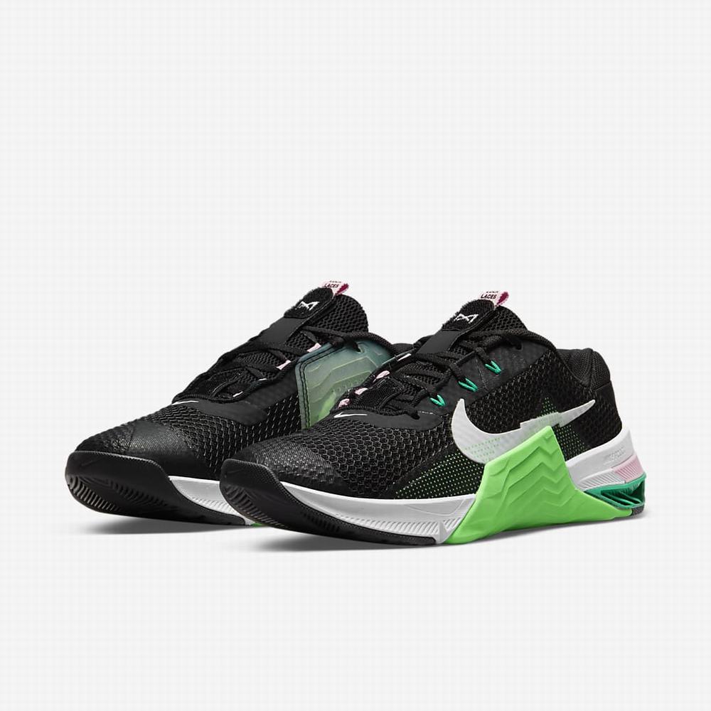 Nike Metcon 7 Női Edzőcipő Fekete Zöld Rózsaszín Fehér | NI4189-D80