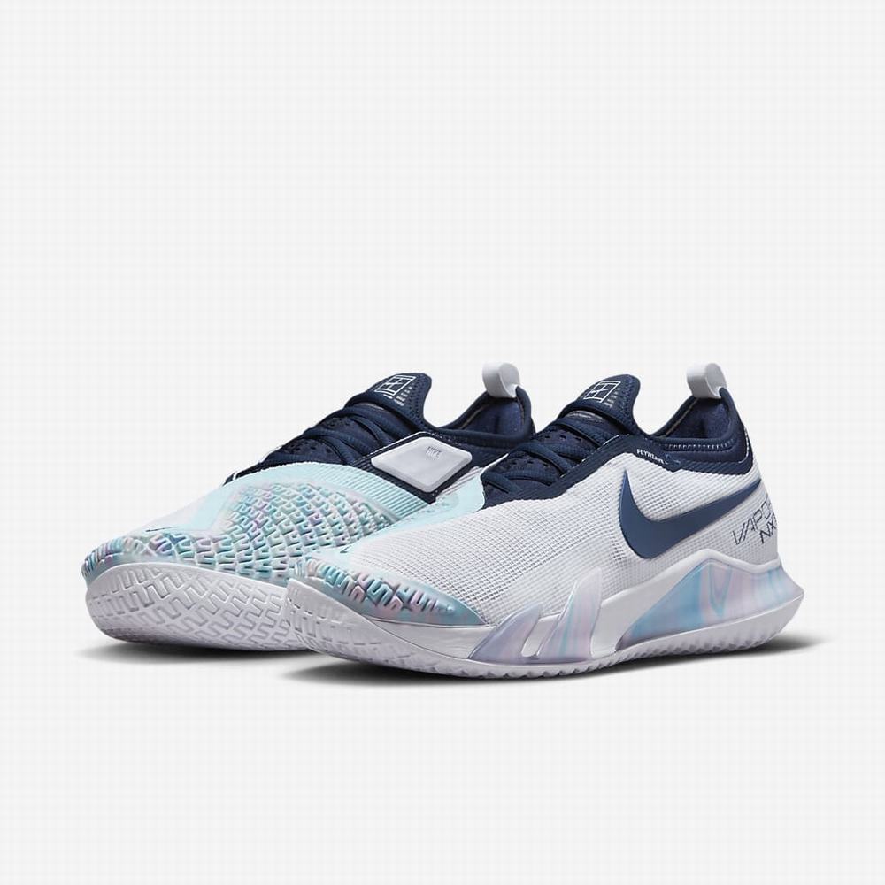 Nike NikeCourt React Vapor NXT Hard Court Férfi Teniszcipő Fehér Sötétkék | NI7045-G35