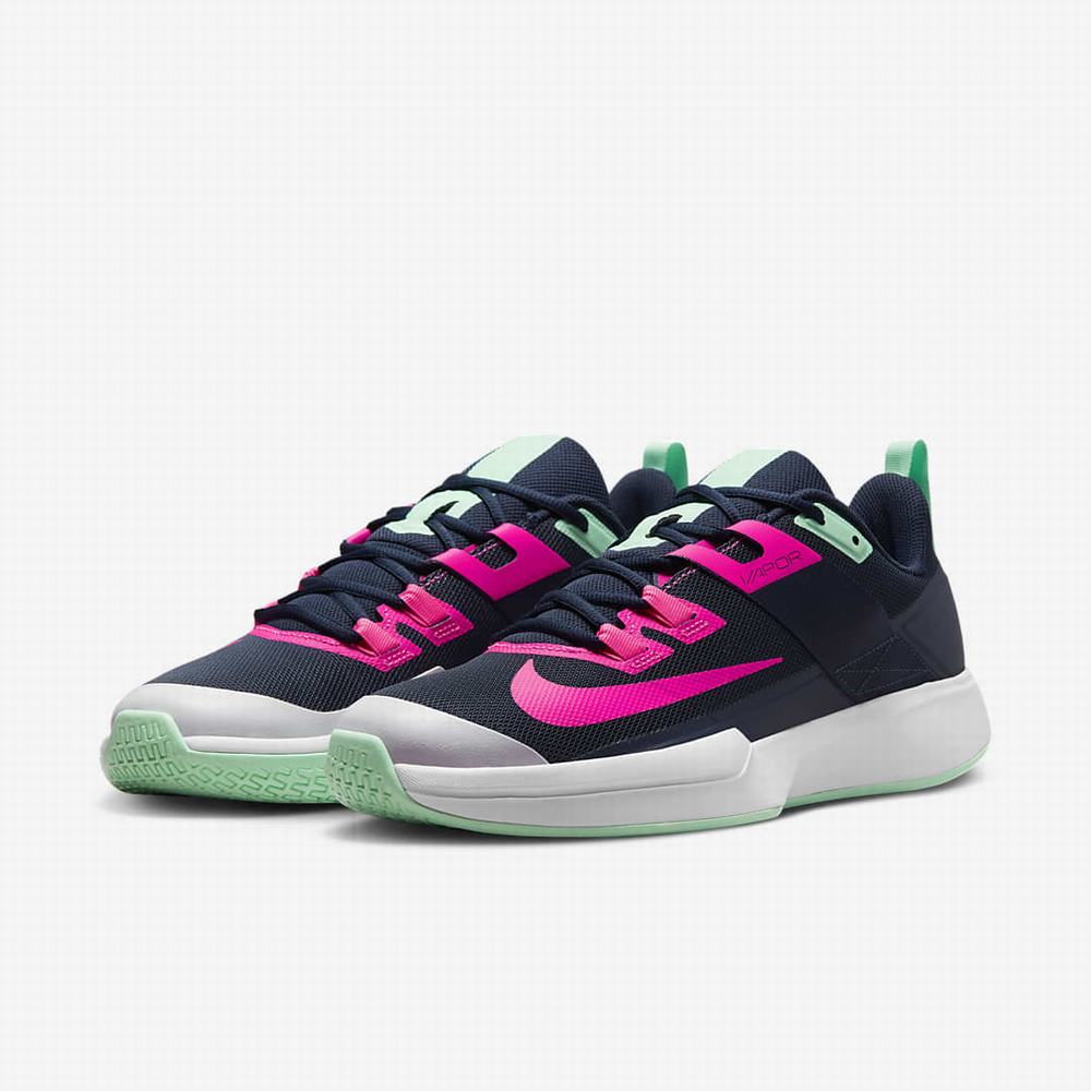 Nike NikeCourt Vapor Lite Hard Court Férfi Teniszcipő Obszidián Zöld Fehér Rózsaszín | NI8765-G73