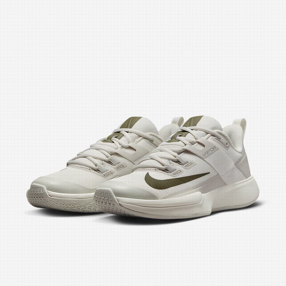 Nike NikeCourt Vapor Lite Női Teniszcipő Bézs Olivazöld | NI6357-F28