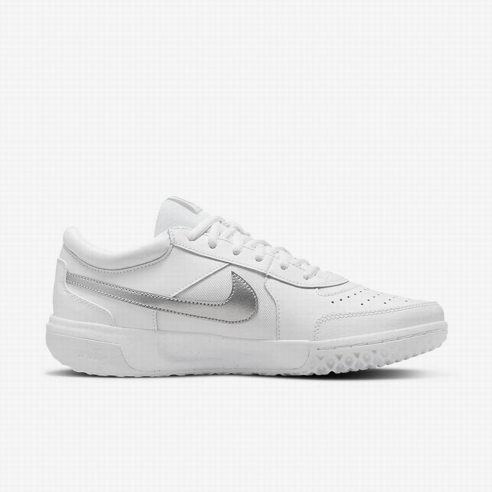 Nike NikeCourt Zoom Lite 3 Női Teniszcipő Fehér Metal Titán | NI8056-N70