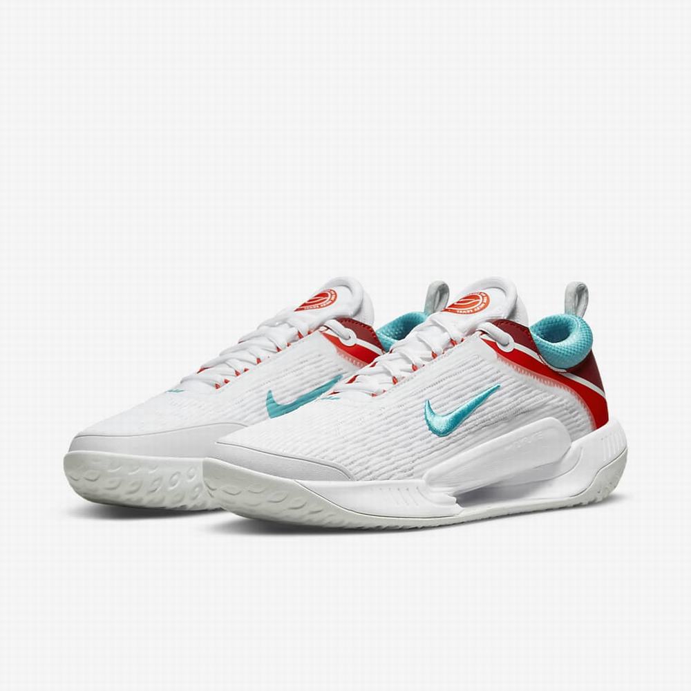 Nike NikeCourt Zoom NXT Hard Court Férfi Teniszcipő Fehér Világos Titán Piros Világoskék Türkiz | NI3502-A42