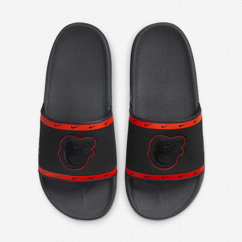 Nike Offcourt (MLB Baltimore Orioles) Férfi Papucs Fekete Narancssárga Fekete Sötétszürke | NI0486-C19