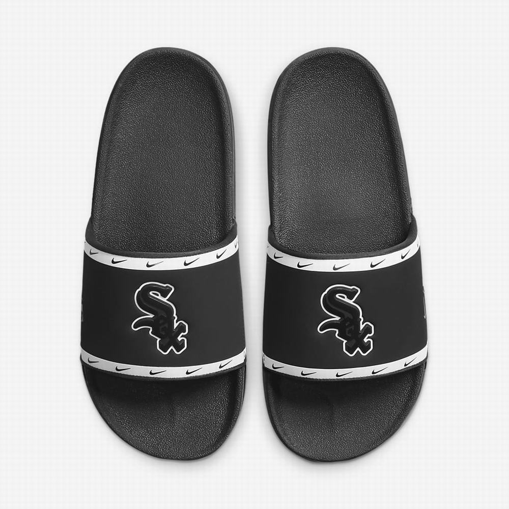 Nike Offcourt (MLB Chicago White Sox) Férfi Papucs Fekete Fehér Fekete Sötétszürke | NI6742-P20