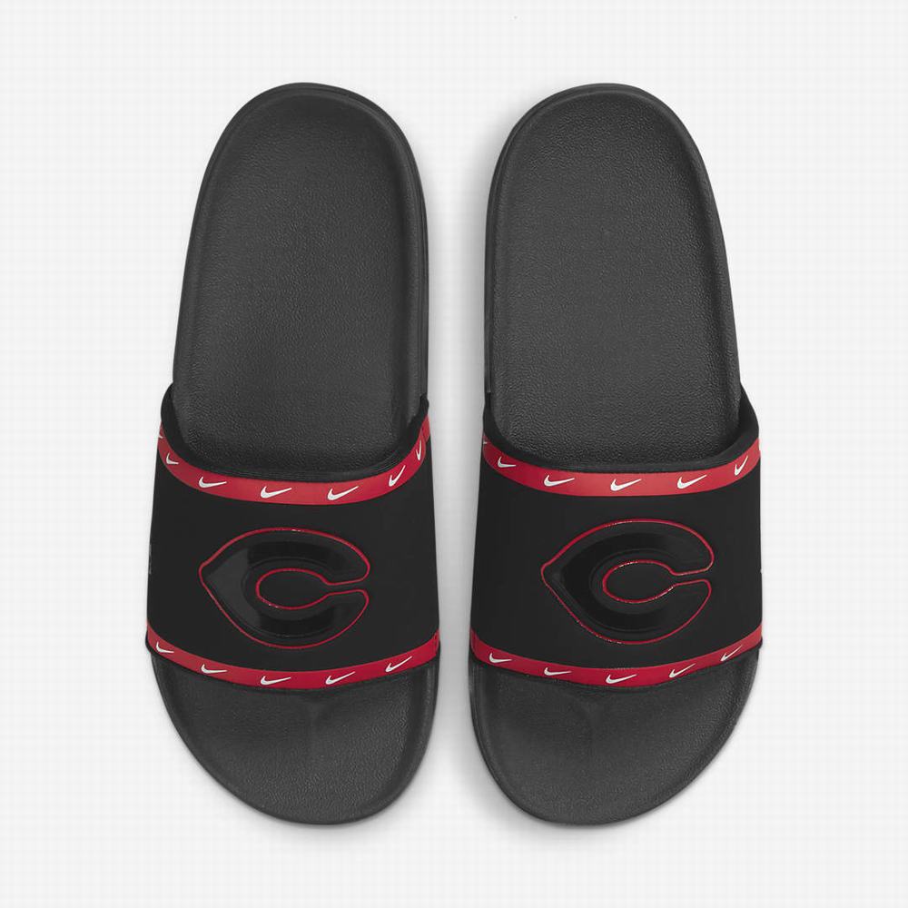 Nike Offcourt (MLB Cincinnati Reds) Férfi Papucs Fekete Piros Fehér Sötétszürke | NI1580-L01