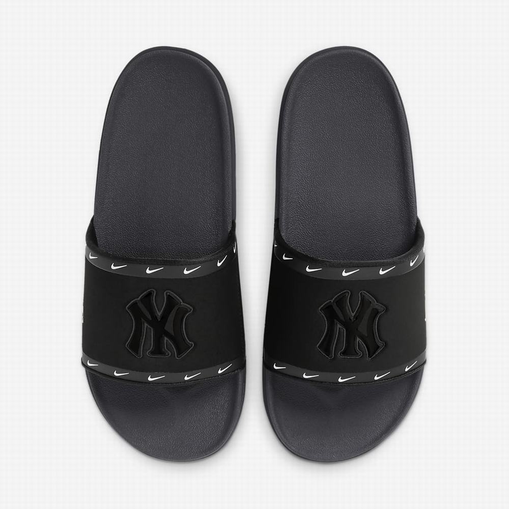 Nike Offcourt (MLB New York Yankees) Férfi Papucs Fekete Kék Fehér Sötétszürke | NI9481-H42